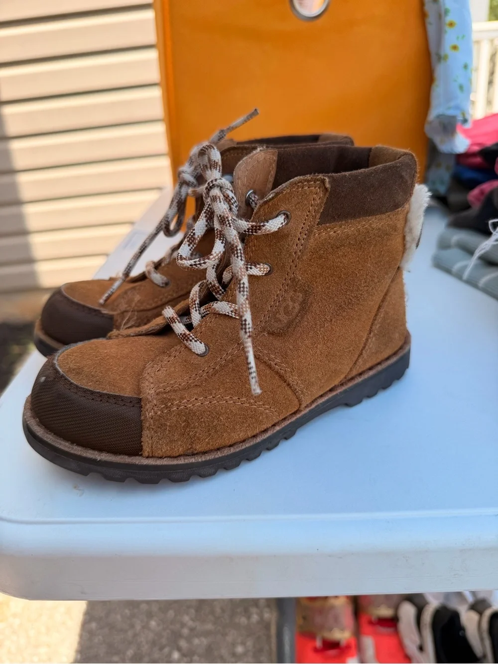 Ugg Kids Brown Suede Lace-Up Boots - Casual Outdoor Shoes